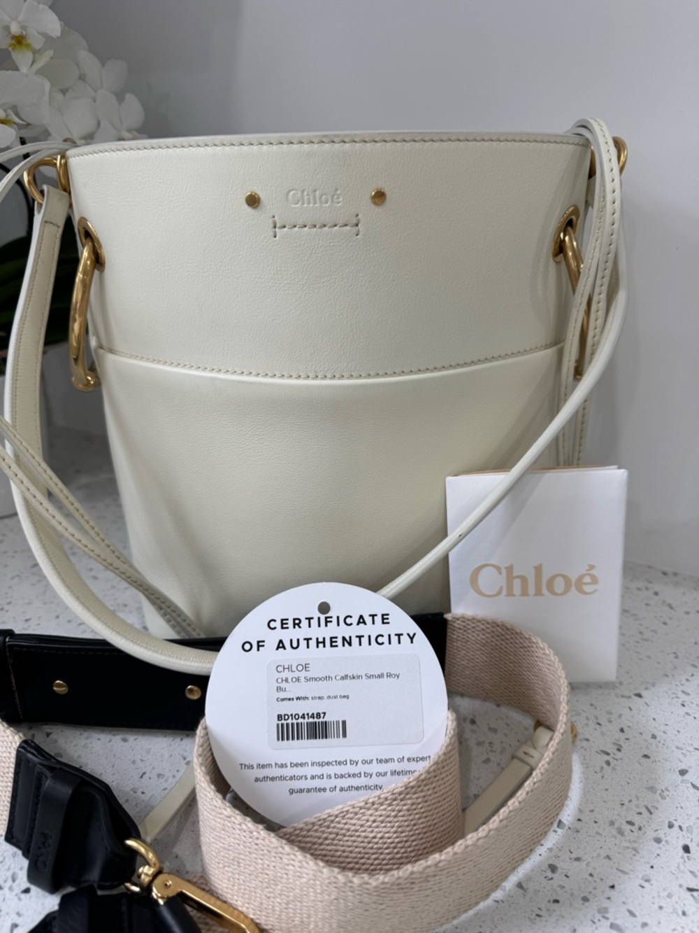 Chloe Ivory Leather Roy Bucket Bag